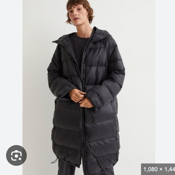 H&M Black Knee Length Down Puffer Jacket Coat Women's 4X $150 - Picture 3 of 13